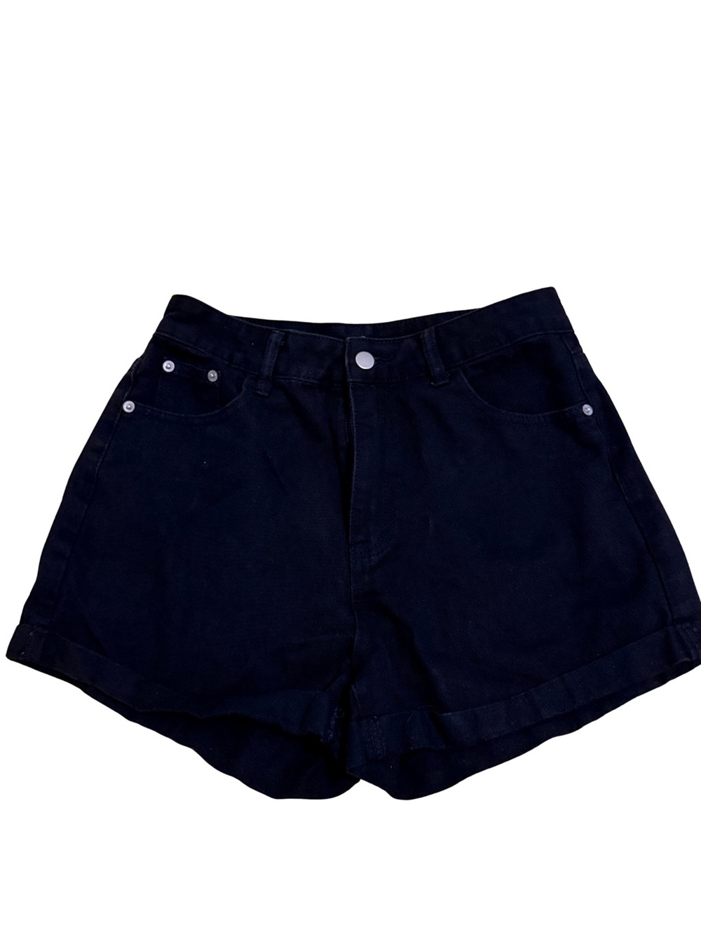 SHEIN Dark Black High-Waist Denim Shorts